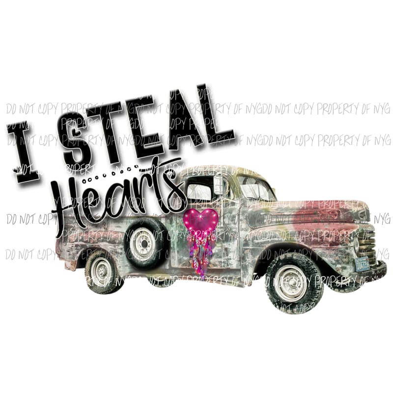 I Steal Hearts Truck vintage pink dream catcher Sublimation transfers Heat Transfer