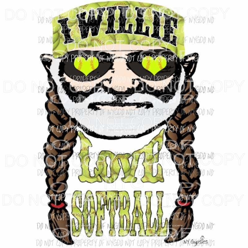 I Willie love Softball 1 Sublimation transfers Heat Transfer