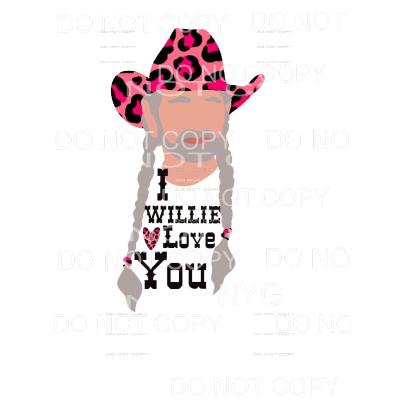 I Willie Love You Pink Leopard Cowboy Hat Willie Nelson