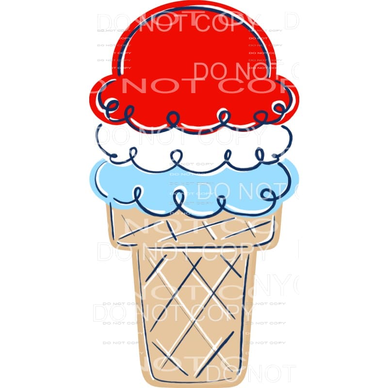 Ice Cream Cone Red White Blue 4th of July USA America