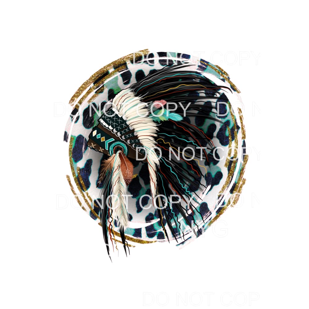 Indian Headdress Leopard Gold Glitter Circle #2044