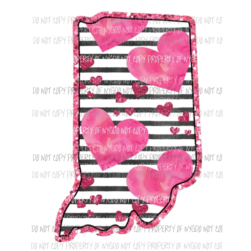 Indiana pink hearts black stripes Sublimation transfers Heat Transfer