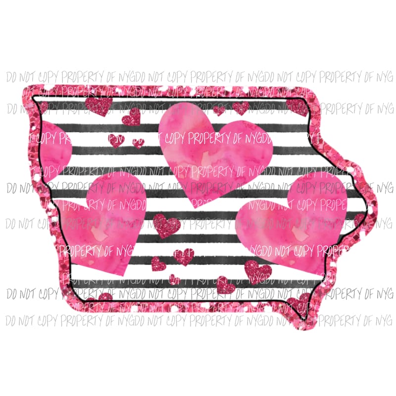 Iowa pink hearts black stripes Sublimation transfers Heat Transfer