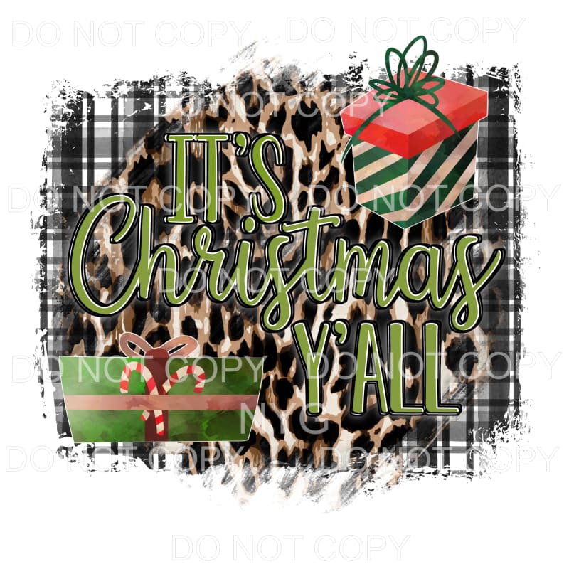 It’s Christmas Y’all Leopard Black Plaid Background #1509