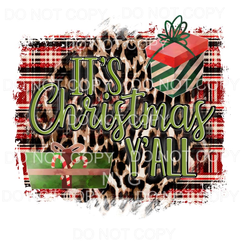 It’s Christmas Y’all Leopard Red Plaid Background #1510