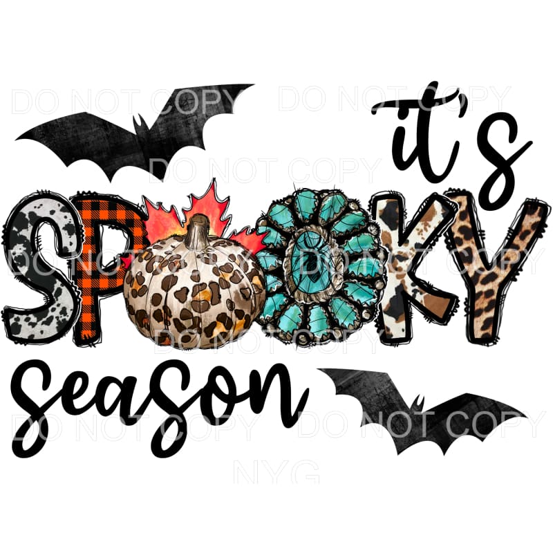 It’s Spooky Season Cowhide Leopard Turquise Letters Black