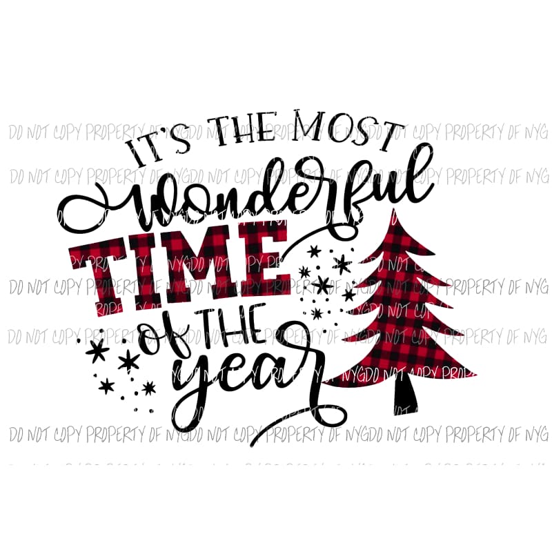 its the most wonderful time of the year plaid tree Sublimation transfers Heat Transfer