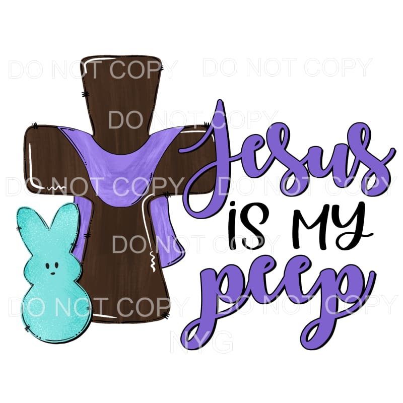 Jesus Is My Peep Blue Bunny Cross Easter Sublimation