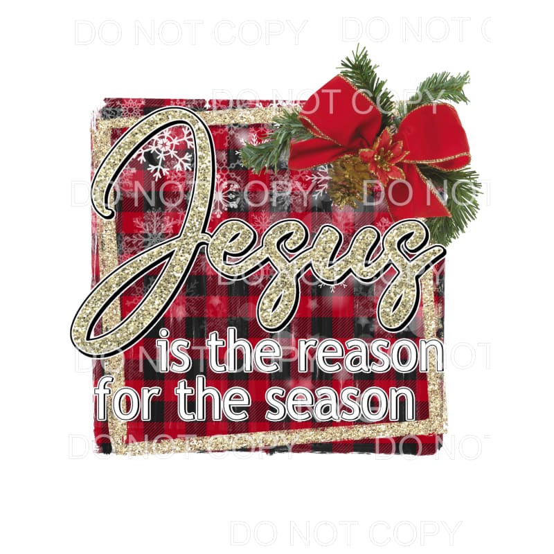 Jesus Is The Reason For The Season Buffalo Plaid Gold Frame