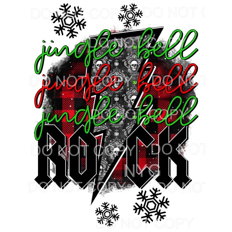 Jingle Bell Rock Stacked Skull Print Lighting Bolt Red