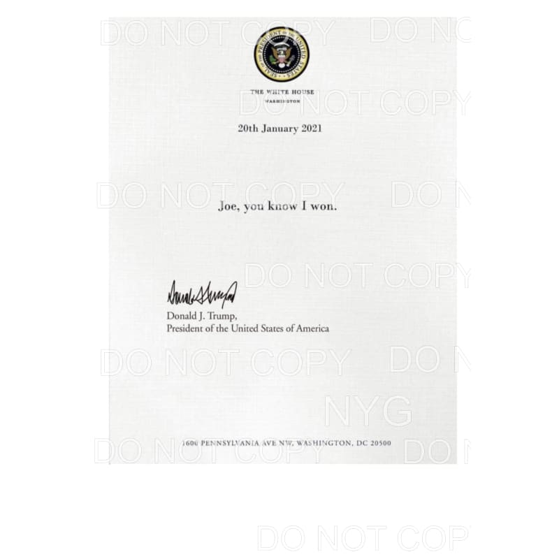 Joe you know I won Trump Biden letter Sublimation transfers