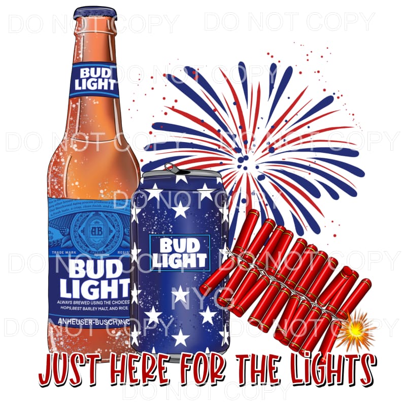 Just Here For The Lights Bud Light Beer 4th of July USA