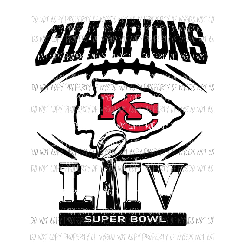 Kansas City Chief Superbowl Champions LIV #1 Sublimation transfers Heat Transfer