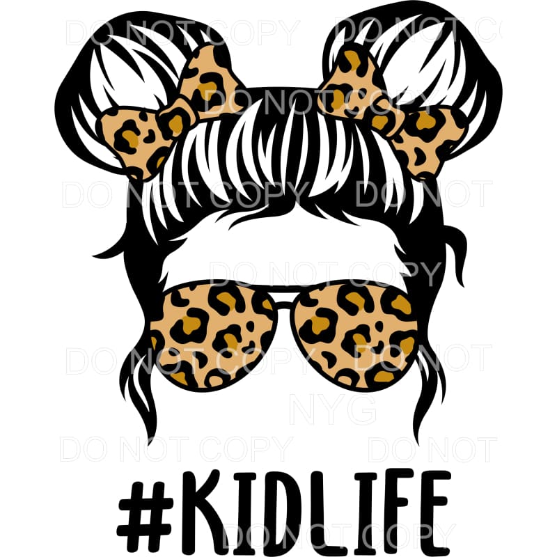 Kid Life Girl Bows Leopard Sublimation transfers - Heat