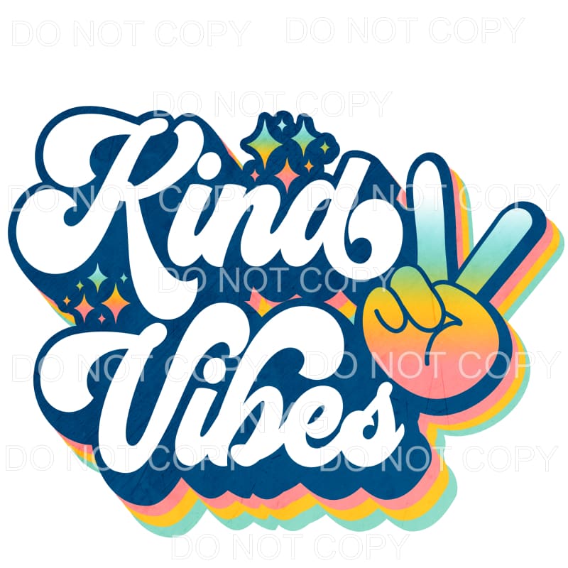 Kind Vibes Peace Sign Retro Sublimation transfers - Heat