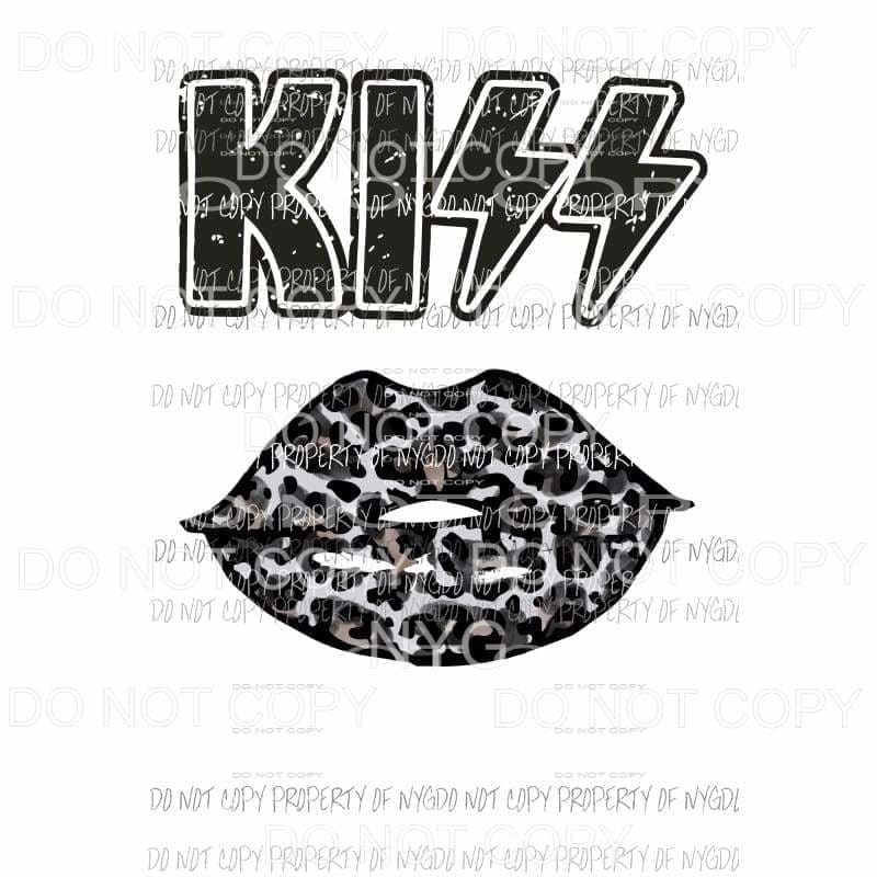 KISS Lips #3 black leopard Sublimation transfers Heat Transfer