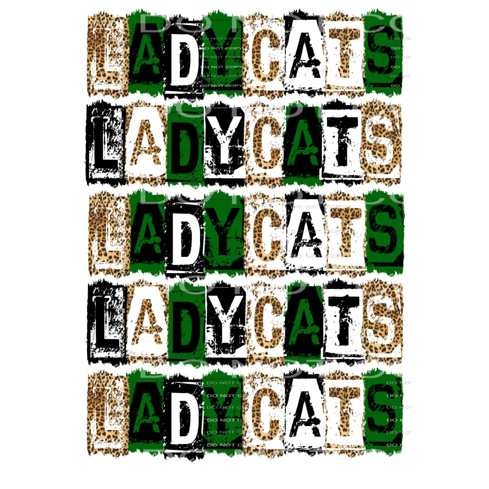 Lady Cats Block green and black Sublimation transfers - Heat
