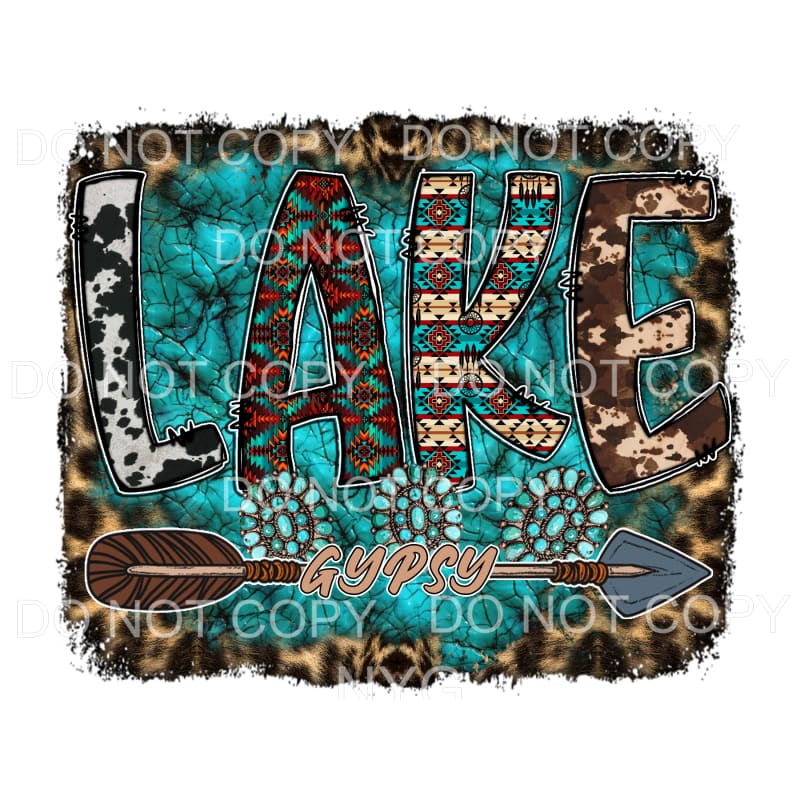 Lake Gypsy Cowhide Aztec Turquoise Leopard Sublimation
