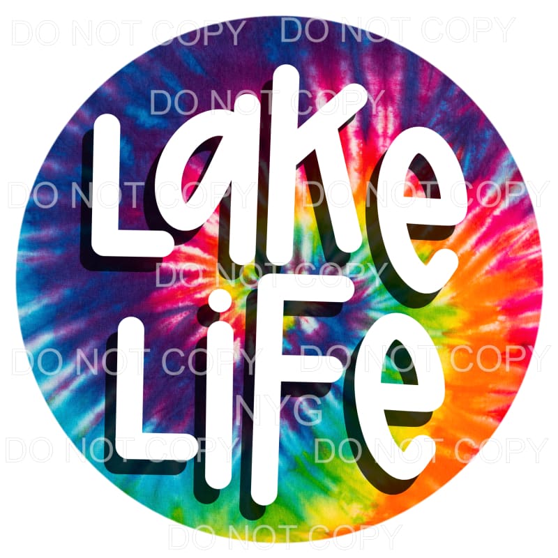 Lake Life Tie Dye Circle Sublimation transfers - Heat