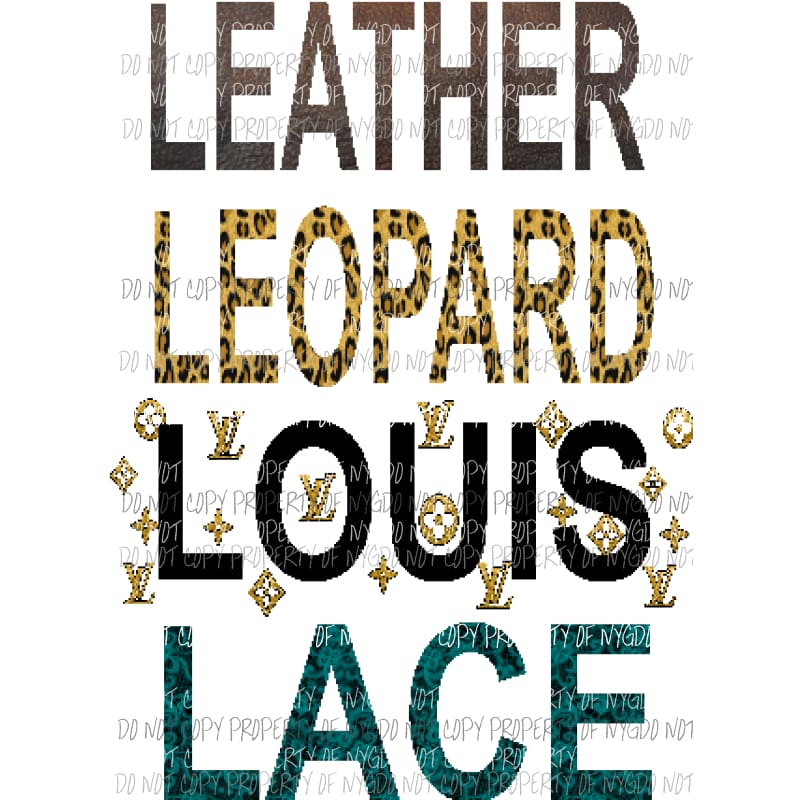 Leather Leopard Louis Lace Sublimation transfers Heat Transfer