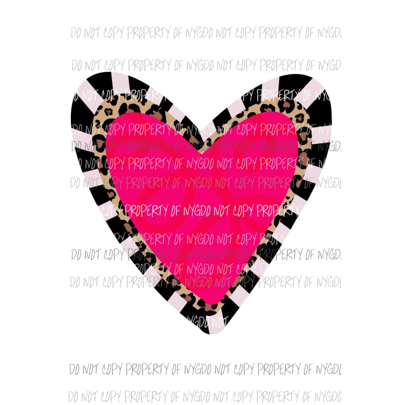 leopard and stripe heart Sublimation transfers Heat Transfer
