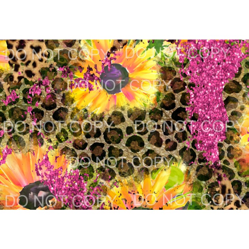 Leopard and sunflower pink Sheet - Tumblers Sublimation