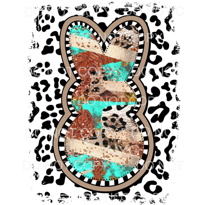 Leopard Embossed Leather Turquoise Peeps Bunny Leopard