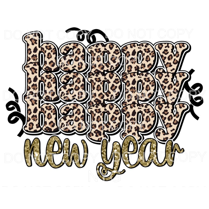 Leopard Happy Happy Happy New Year Sublimation transfers -
