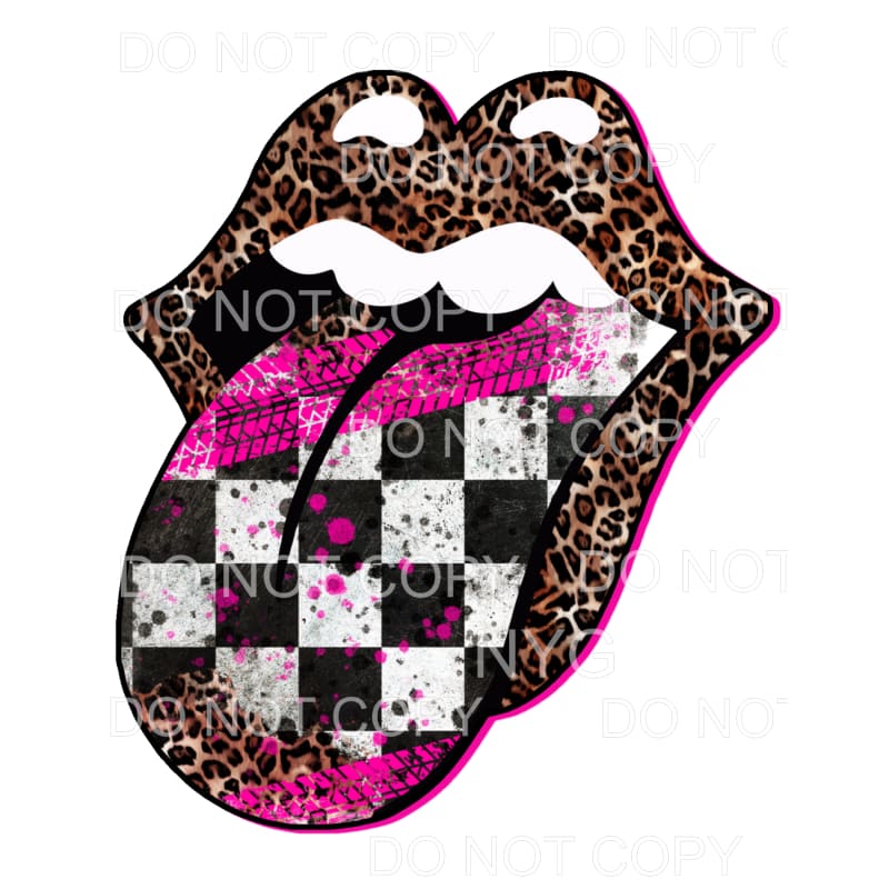 Leopard Lips Hot Pink Checker Board Sublimation transfers -