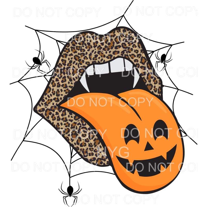 Leopard Lips Vampire Pumpkin Spiders Web #839 Sublimation