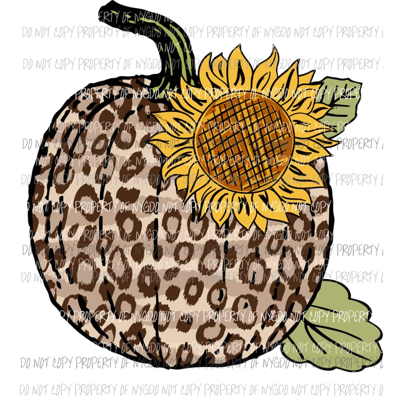 Leopard Pumpkin with sunflower # 2 Sublimation transfers Heat Transfer