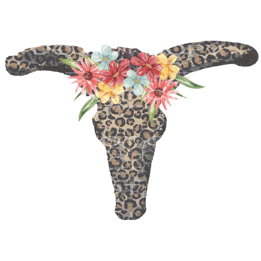 leopard skull flowers #6233 Sublimation transfers - Heat