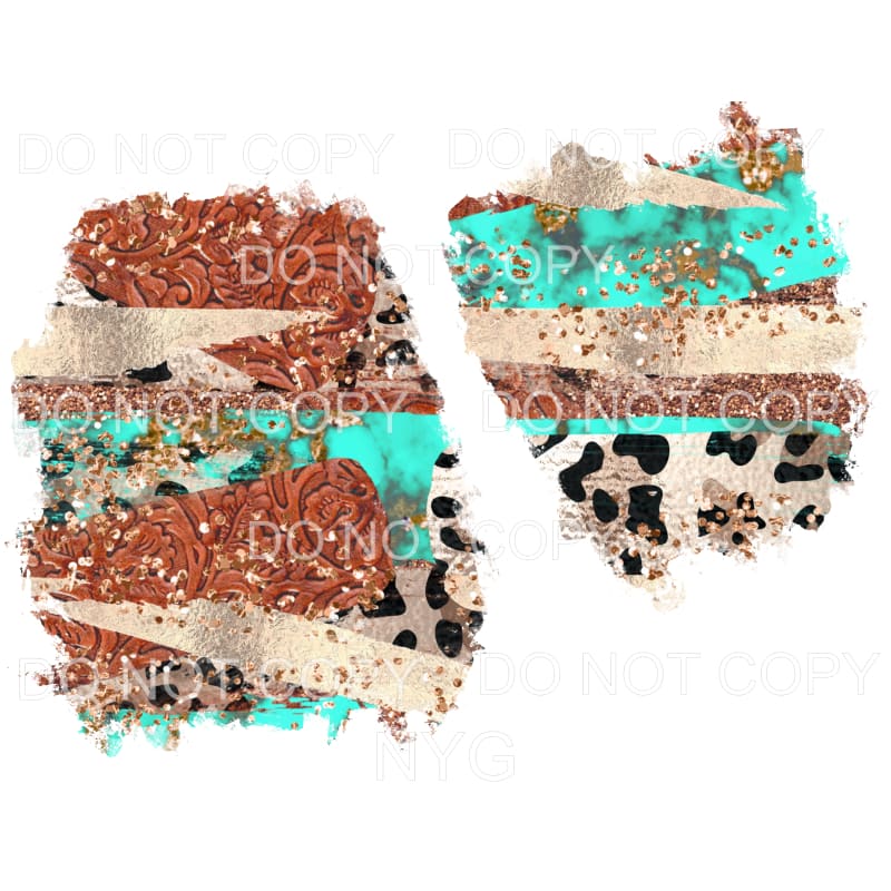 Leopard Turquoise Leather Gold Glitter Sheet Sublimation