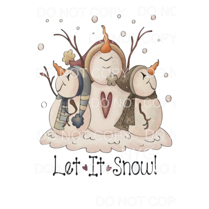 Let It Snow Snowman Trio Sublimation transfers - Heat
