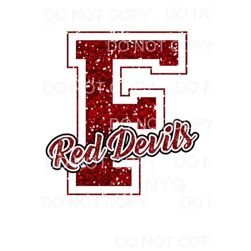 Letter F Red Devils Sublimation transfers - Heat Transfer