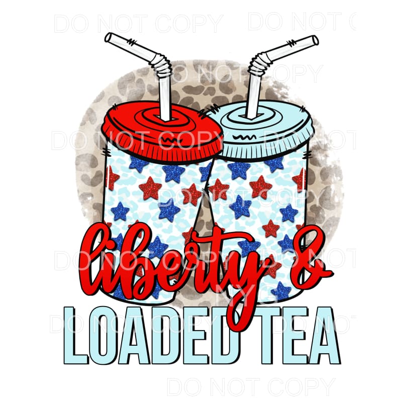 Liberty and Loaded Tea Red Blue Stars Tumblers Leopard 4th