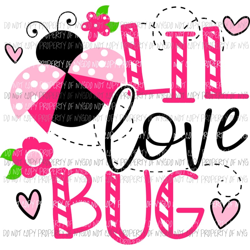 Lil Love Bug pink lady bug Sublimation transfers Heat Transfer