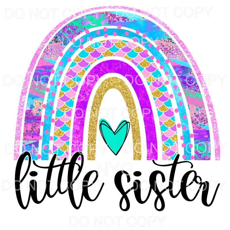 Little Sister Mermaid Rainbow Sublimation transfers - Heat