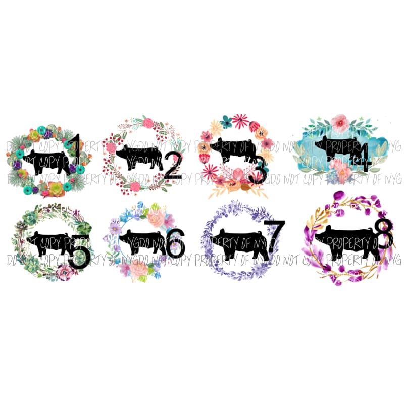 Live stock show pigs choose 1-8 sublimation transfers