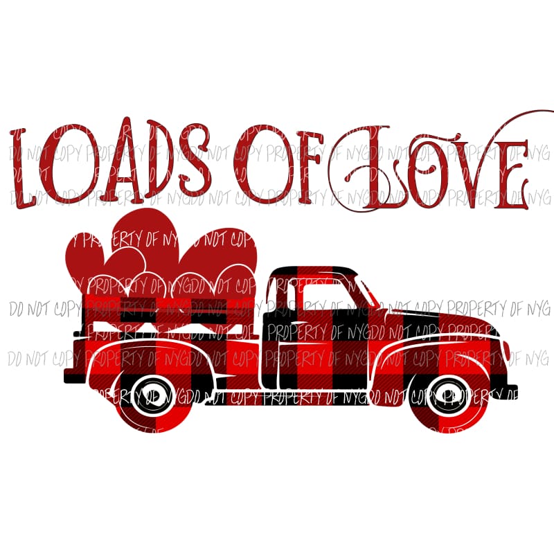Loads Of Love red buffalo plaid truck hearts Sublimation transfers Heat Transfer