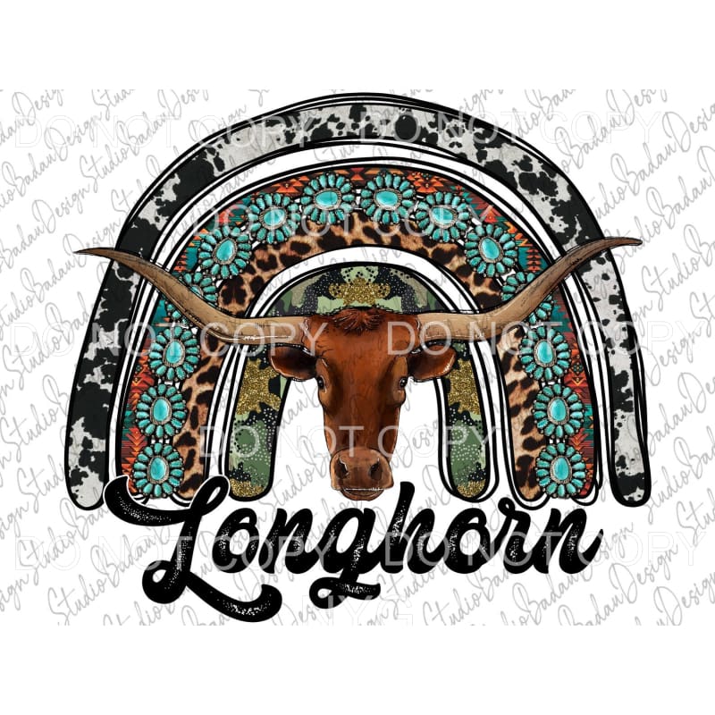 Longhorn Cattle Rainbow Cowhide Leopard Turquoise Western