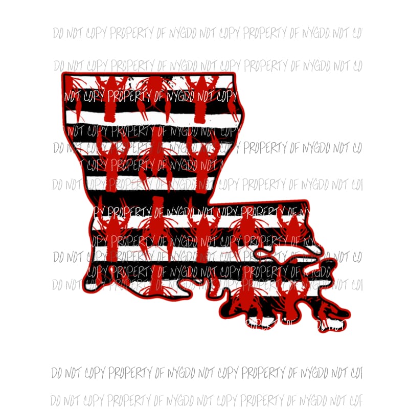 Louisiana Crawfish black stripes Sublimation transfers Heat Transfer