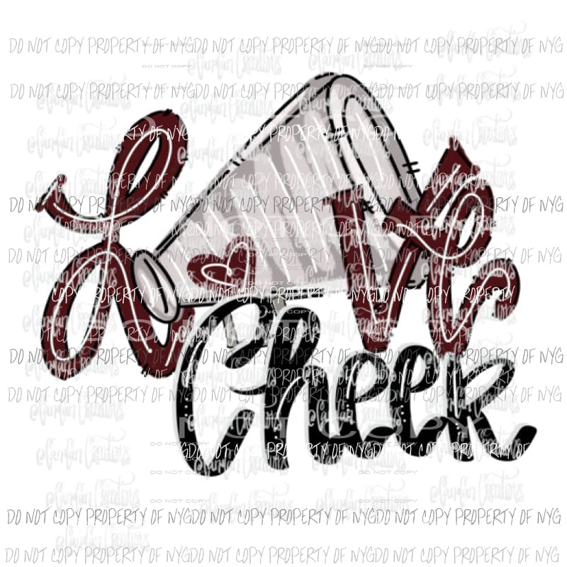 Love cheer Maroon Sublimation transfers Heat Transfer