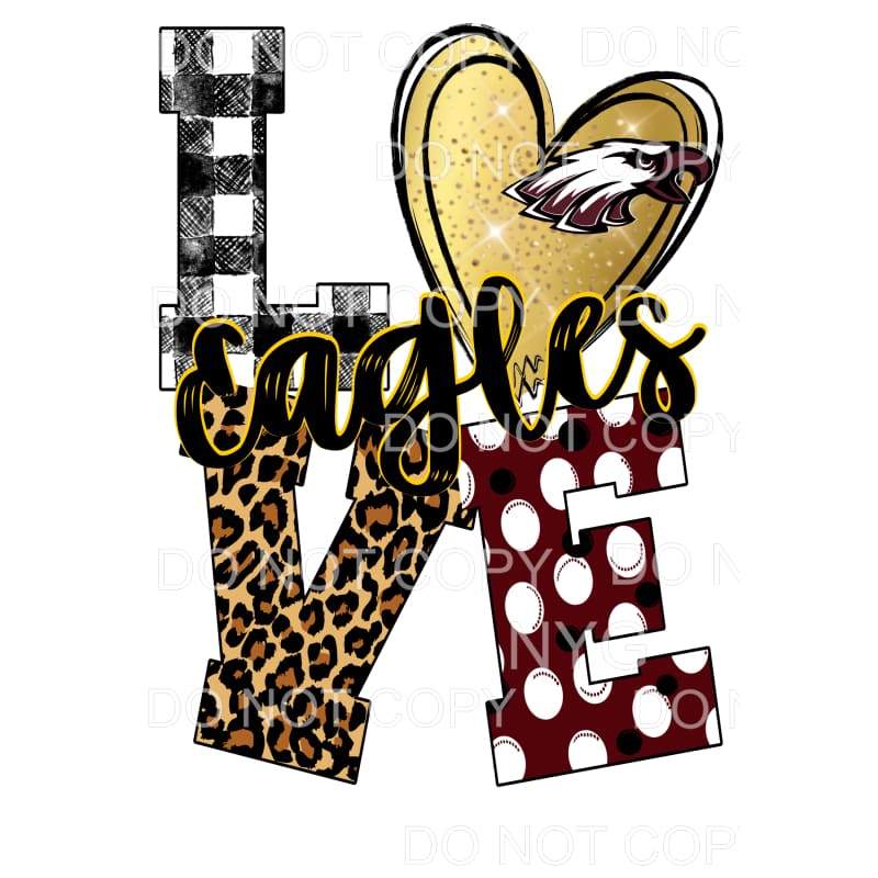 Love Eagles Maroon and yellow Sublimation transfers - Heat