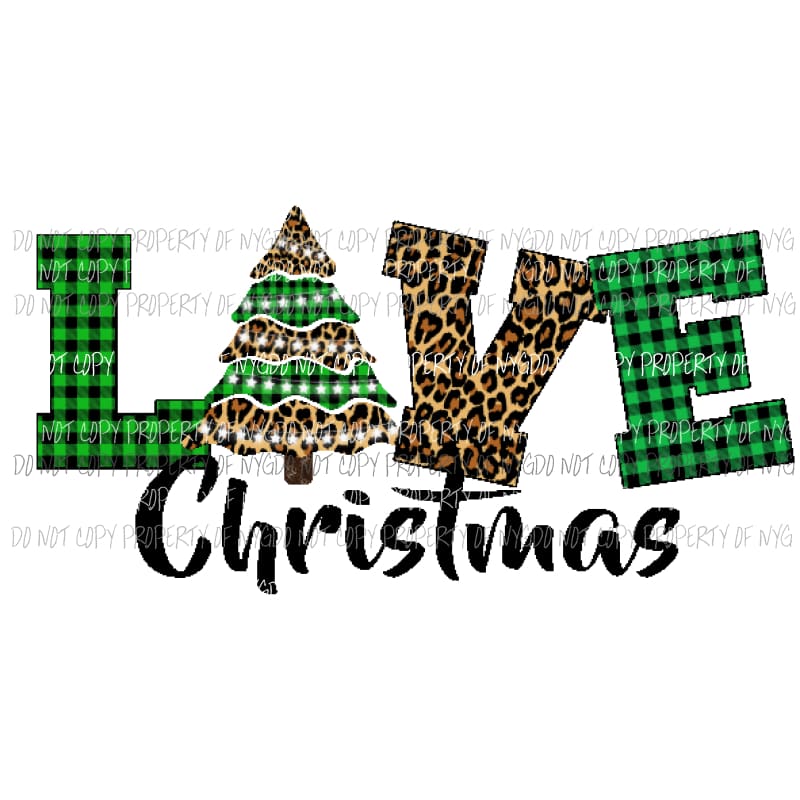 Love Green Tree Christmas Sublimation transfers Heat Transfer