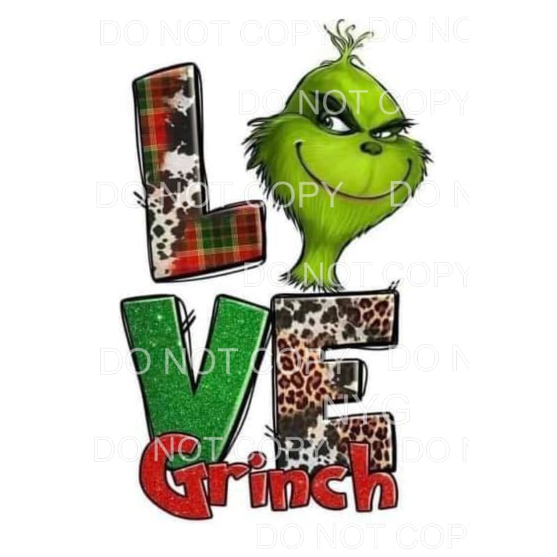 Love Grinch Red Green Plaid Leopard #1799 Sublimation