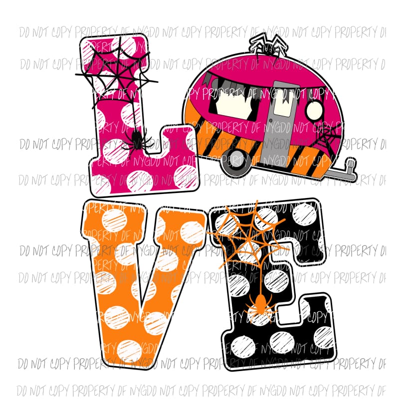 LOVE Halloween Camper # 1 fall Halloween Sublimation transfers Heat Transfer