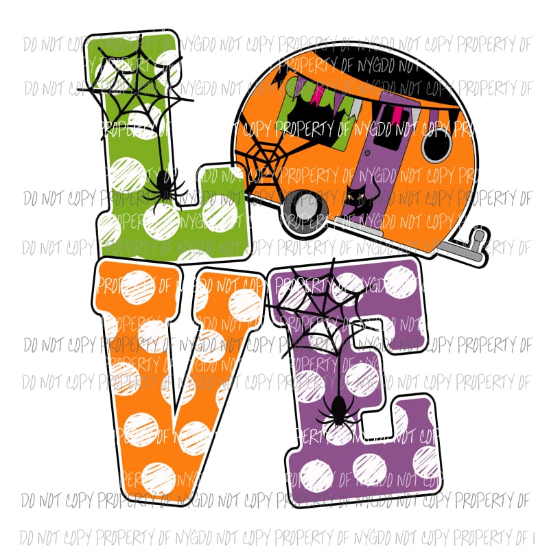 LOVE Halloween Camper # 2 fall Halloween Sublimation transfers Heat Transfer