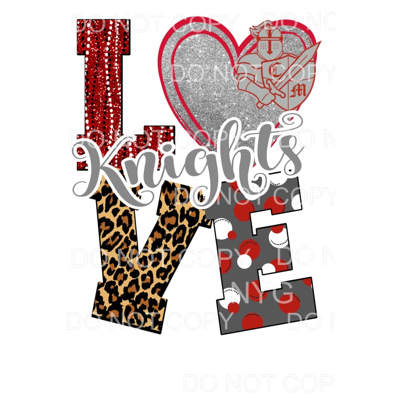 Love Knights Red And Grey Leopard Polka Dots Sublimation