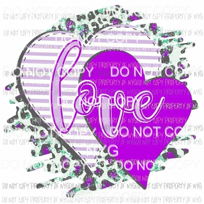 Love leopard #4 purple Sublimation transfers Heat Transfer